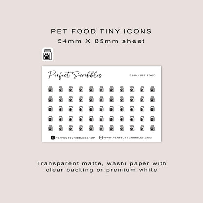 PET FOOD tiny icon planner stickers | Minimal | Credit card size sheet