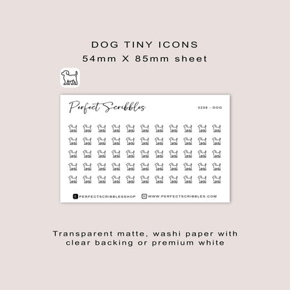 DOG tiny icon planner stickers | Minimal | Credit card size sheet