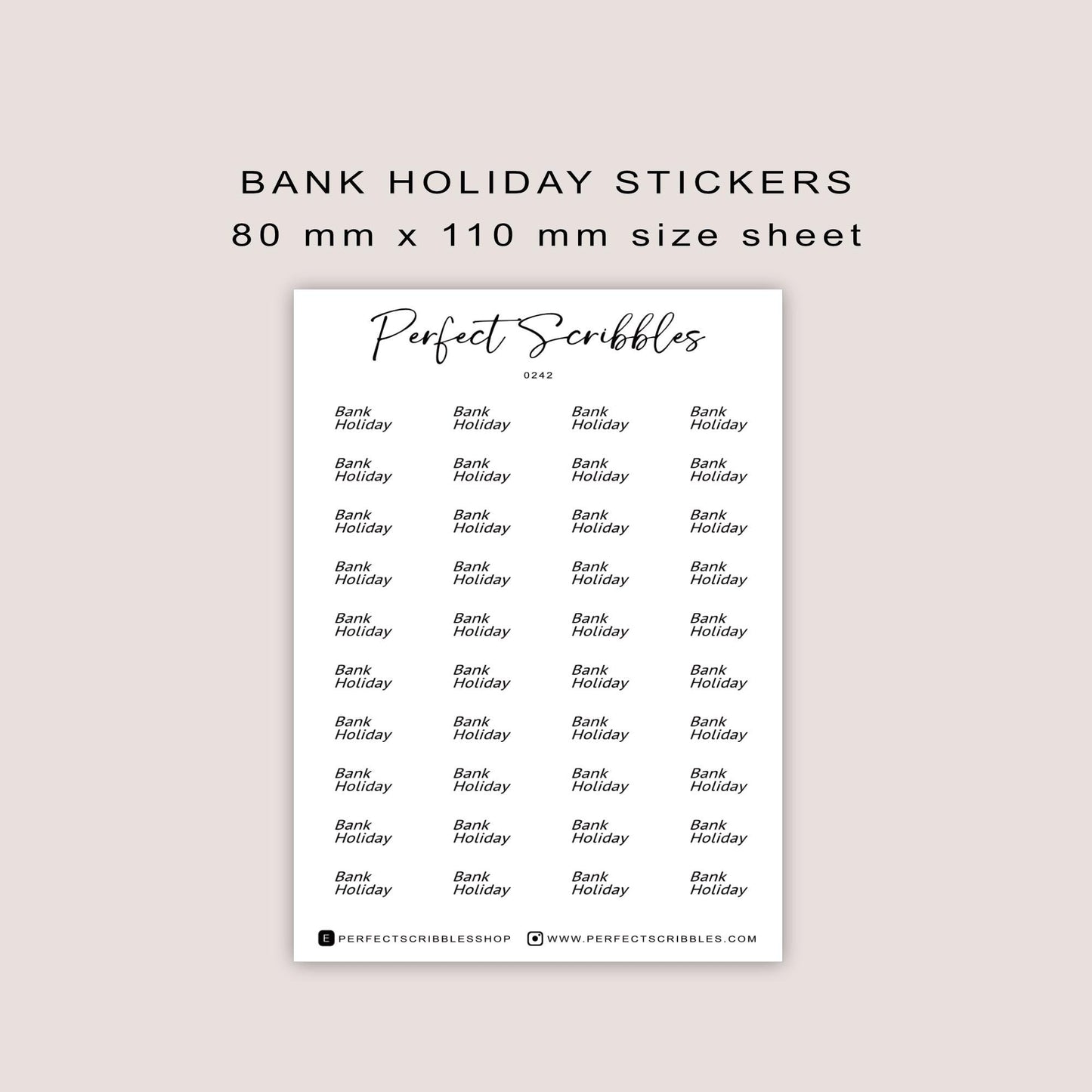 Small Bank Holiday stickers | Transparent matte, premium matte white, washi stickers | Hobonichi, Stalogy, Common planner, Bullet journal