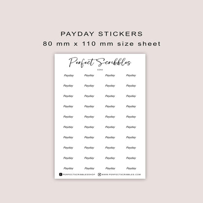 Small Payday stickers | Transparent matte, premium matte white, washi stickers | Hobonichi, Stalogy, Common planner, Bullet journal