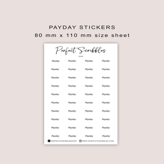 Small Payday stickers | Transparent matte, premium matte white, washi stickers | Hobonichi, Stalogy, Common planner, Bullet journal