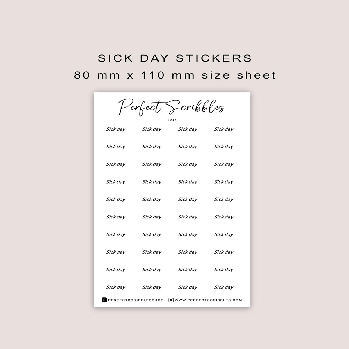Small Sick Day stickers | Transparent matte, premium matte white, washi stickers | Hobonichi, Stalogy, Common planner, Bullet journal
