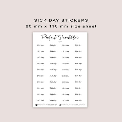 Small Sick Day stickers | Transparent matte, premium matte white, washi stickers | Hobonichi, Stalogy, Common planner, Bullet journal