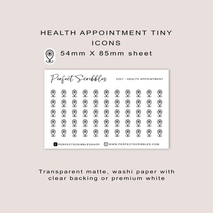 HEALTH APPOINTMENT tiny icon planner stickers | Minimal | Credit card size sheet