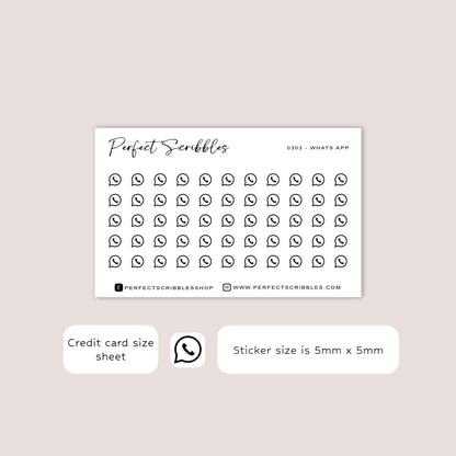 WHATS APP tiny icon planner stickers | Minimal | Credit card size sheet | Transparent matte | Washi