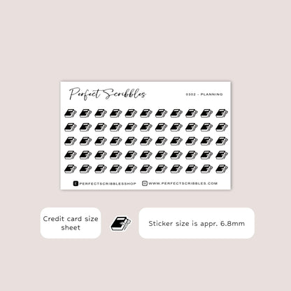 PLANNING tiny icon planner stickers | Minimal | Credit card size sheet