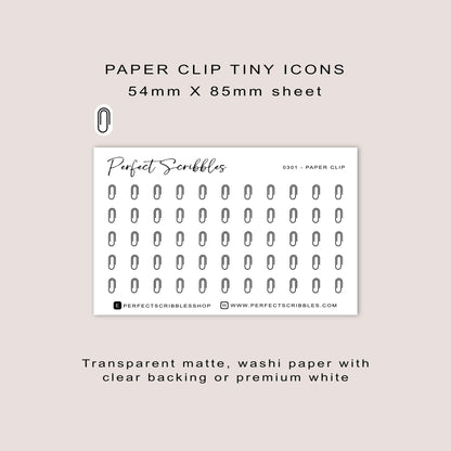 PAPER CLIP tiny icon stickers | Minimal | Credit card size sheet