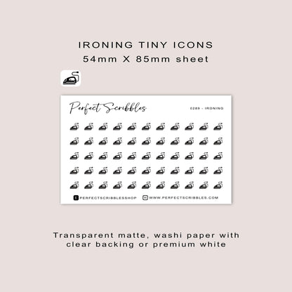 IRONING tiny icon planner stickers | Minimal | Credit card size sheet