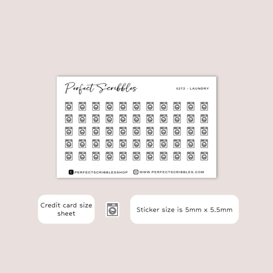 LAUNDRY tiny icon stickers | Minimal | Credit card size sheet