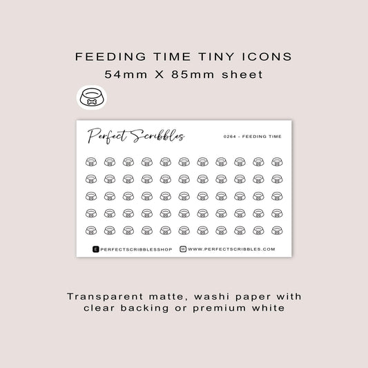 FEEDING TIME tiny icon stickers | Minimal | Credit card size sheet | Transparent matte | Washi