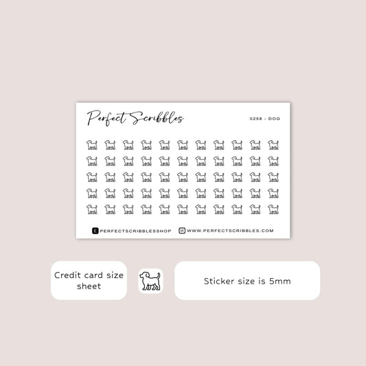 DOG tiny icon planner stickers | Minimal | Credit card size sheet
