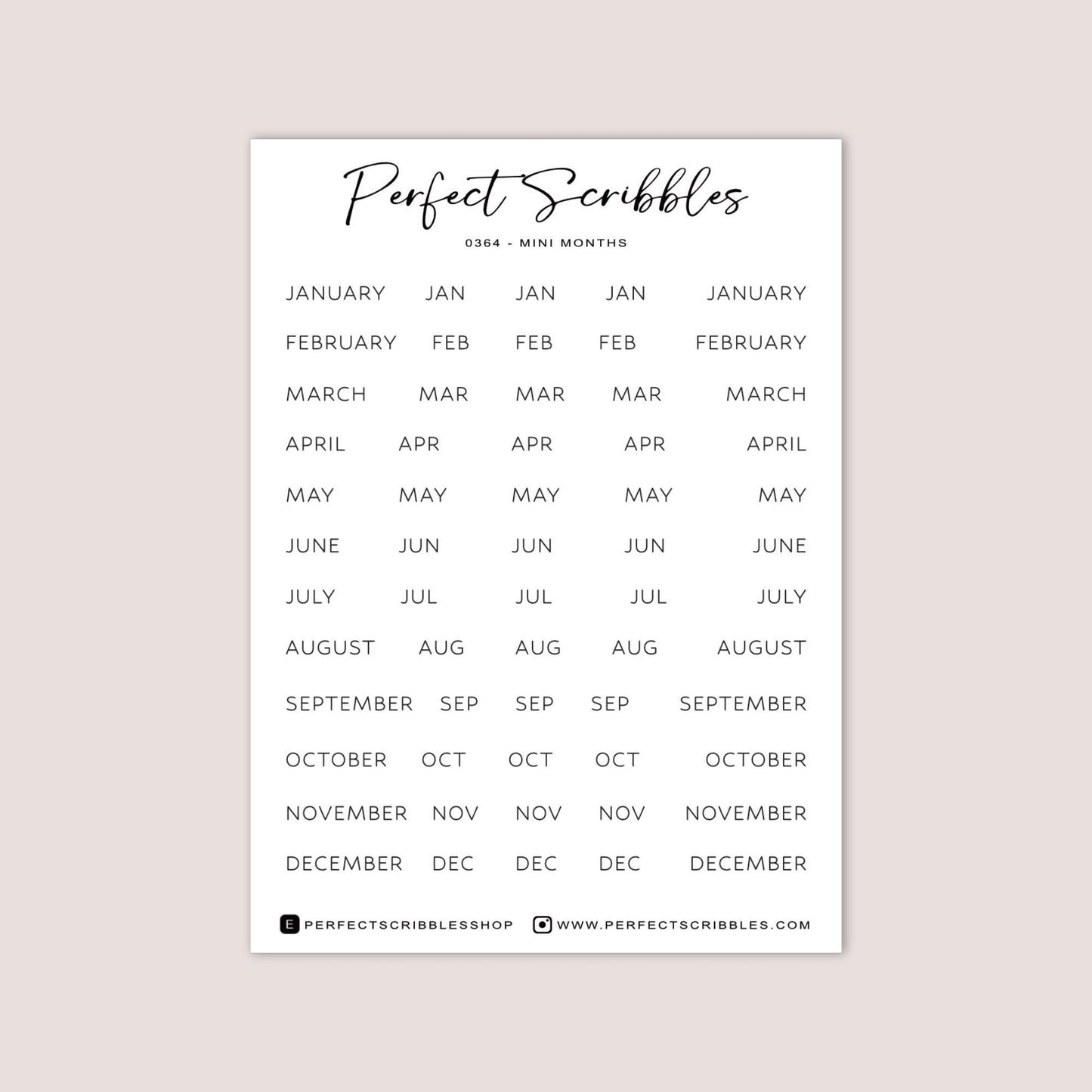 MINI MONTH Sticker Sheet for Planning and Journaling