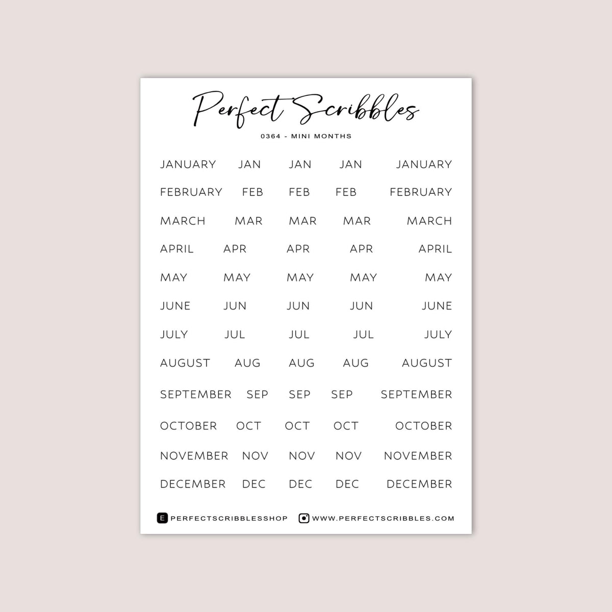 MINI MONTH Sticker Sheet for Planning and Journaling