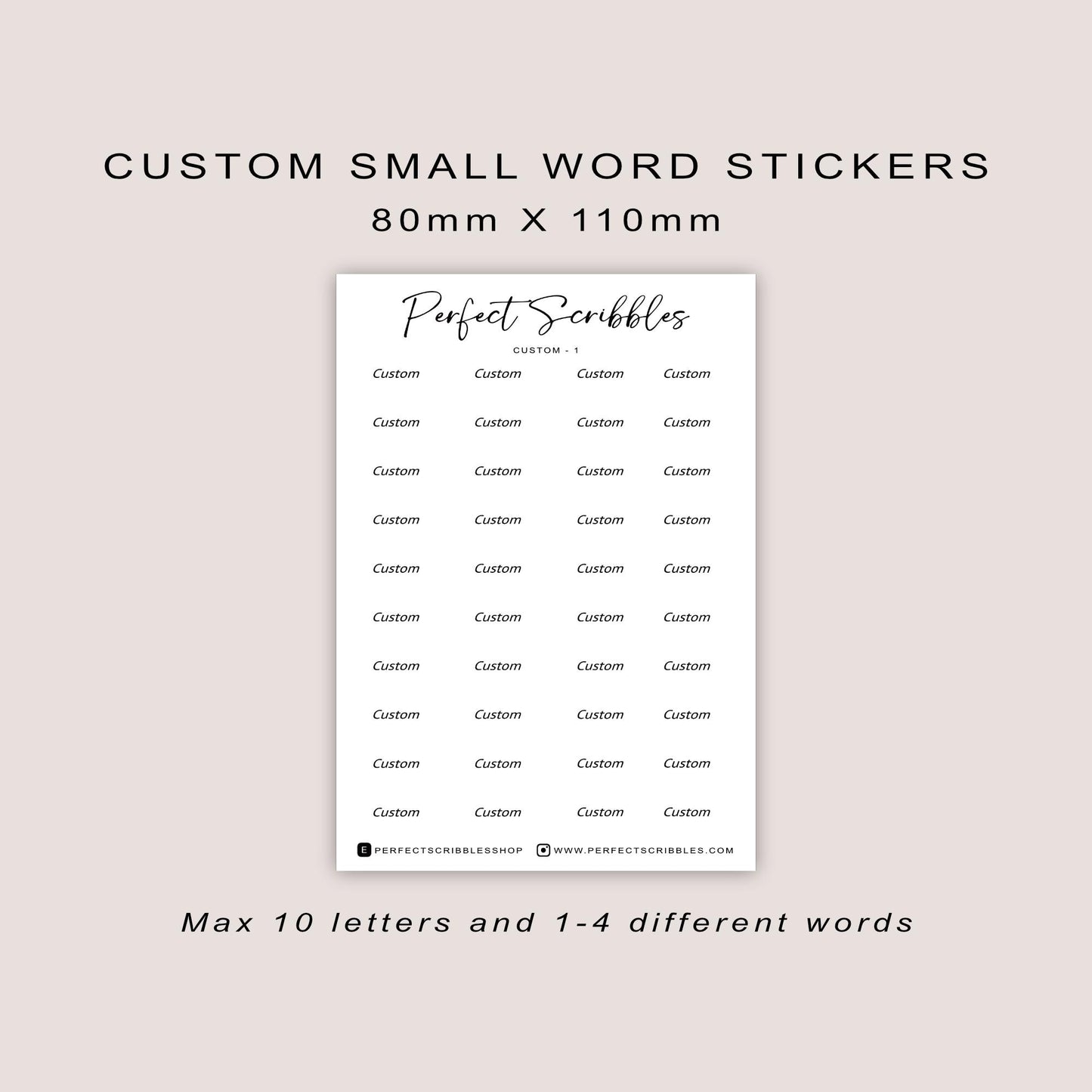 CUSTOM Small WORD Stickers