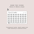 WINE tiny icon planner stickers | Minimal | Credit card size sheet | Transparent matte | Washi