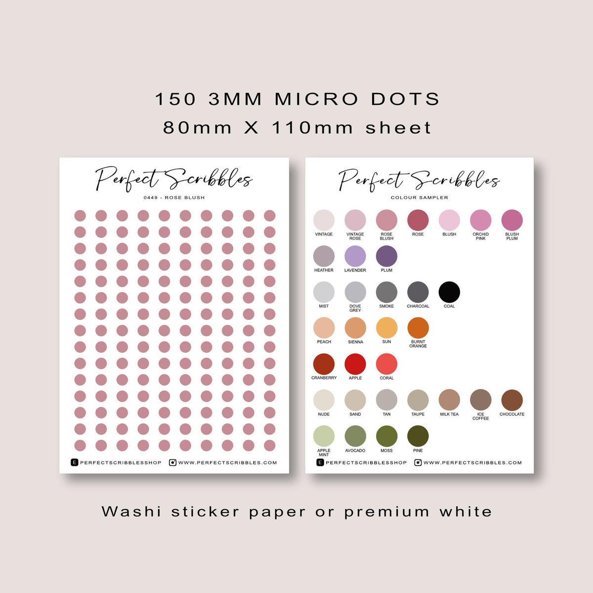 3mm Micro Dots Journaling Stickers | 150 per sheet | For small grids