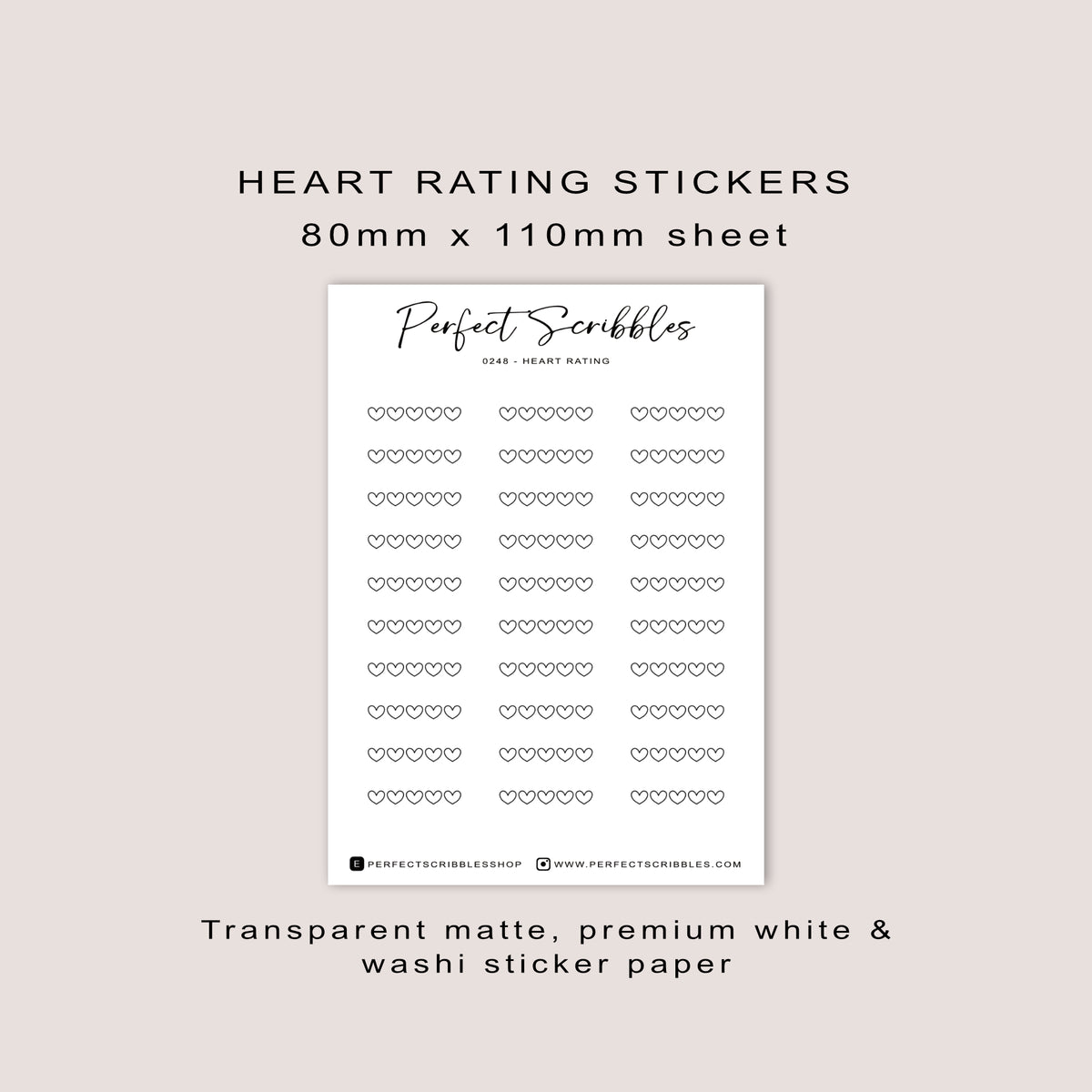 Heart Rating Stickers for Journals and Planners