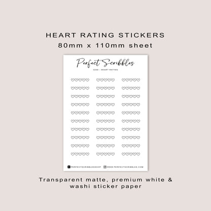 Heart Rating Stickers for Journals and Planners