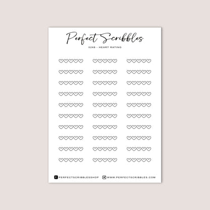 Heart Rating Stickers for Journals and Planners
